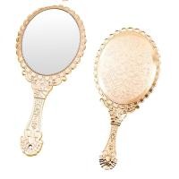 ราคา กระจกแต่งหน้า รูปทรงไข่ วินเทจ มีด้ามจับ สีโรสโกลด์ ขนาด 10.5 x 24.6 cm (25987870709)