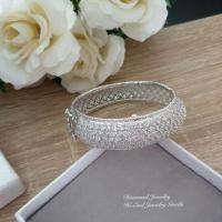 ราคา กำไลข้อมือทองคำขาว ประดับเพชรสวิส งานชุบทองคำขาว 5 ไมครอน ไม่ลอกไม่ดำ (2266569774)