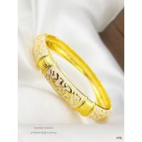 ราคา กำไลทองลงยาสีขาว ลายโบราณ งานหุ้มทอง5ไมครอน (1264769318)