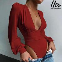 ราคา พร้อมส่ง/4สี บอดี้สูทแขนยาว ครอปแขนยาว บอดี้สูทสาวอวบ ปาดไหล่ไหมพรม ครอปรัดรูป ชุดตรุษจีนเซ็กซี่ เสื้อสีแดงสาวอวบ 3349 (3194642230)