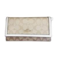 ราคา COACH แท้ 100% กระเป๋าสตางค์ใบยาว 3 พับ สีทูโทนลายซี COACH 2870 TRIFOLD WALLET IN SIGNATURE CANVAS (24288482341)
