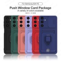 ราคา สําหรับ Samsung Galaxy S25 Edge Casing Card Slot Ring Case Samsung S24 FE S25 + S25Ultra Push Window Camera Protector TPU Cover (26881557229)