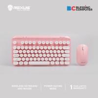 ราคา REXUS เมาส์คีย์บอร์ดไร้สาย KM9 สีชมพู (28537915862)