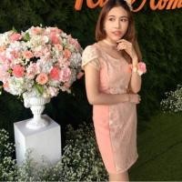 ราคา เดรสงานแต่ง เดรสออกงาน ชุดออกงาน สีโอรส (1852245783)