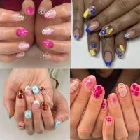 ราคา เล็บปลอม เล็บปลอมฝรั่งเศสรูปไข่สั้นพร้อมกาวกดบนเล็บชุดเล็บปลอม (29439747179)