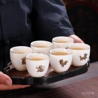ราคา P66D หนาถ้วยน้ําชาขนาดเล็กสีม่วง Teacup Teacup ลาโนลินหยก Kung Fu Zodiac Deสารเคมี Silence สีขาว Porcelain หยก C1ZC (43072775982)