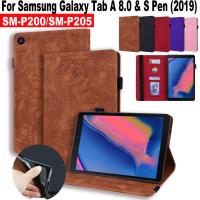 ราคา เคสหนัง ฝาพับแม่เหล็ก ลายนูน พร้อมช่องใส่ปากกา สําหรับ Samsung Galaxy Tab A 8.0 & S Pen (2019) SM-P200 SM-P205 TabA With S Pen 8.0 นิ้ว P200 P205 (23571487250)