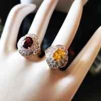 ราคา Inspire Jewelry, แหวนพลอยโกเมน หรือพลอยบุษราคัม ล้อมเพชรงานจิวเวลลี่ free size (19556316459)