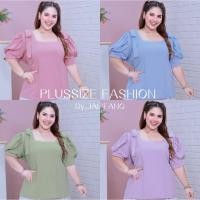 ราคา [ ส่งฟรี ] A158 เสื้อทำงานสาวอวบ เสื้อทำงานไซส์ใหญ่ เสื้อทำงานคนอ้วนทรงสุภาพ คอเหลี่ยมโบว์ไหล่ แขนเจ้าหญิง (อก 46-60“) (28252098308)