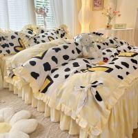 ราคา ผ้าปูที่นอนเกาหลีชุดสี่ชิ้นผ้าปูที่นอนสไตล์เจ้าหญิงลูกไม้โบว์ผ้านวมกระโปรงเตียงฤดูใบไม้ผลิและฤดูใบไ (29051824212)