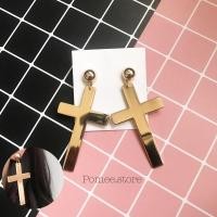 ราคา พร้อมส่ง ต่างหูกางเขนสีทอง ขนาดใหญ่ (13399224539)