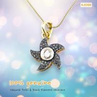 ราคา KJ098 จี้สร้อยคอเพชรซีกล้อมเพชรดำแท้ 100% รูปดาวห้าแฉก (24188926757)
