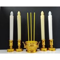 ราคา ชุดกระถางธูปไฟฟ้าLED เทียนไฟฟ้า แบบใส่ถ่าน บูชา ไหว้เจ้า​(มีถ่านแถมให้ในตัว)​ (9114624120)