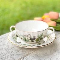 ราคา *มีตำหนิ* ชุดถ้วยซุป Royal Worcester "Lavinia" Fine Bone China Footed Soup/Cream Bowl and Saucer Made in England ชามซุป (18303348614)