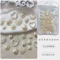 ราคา New Product#Nail Art Decoration Stickers Diamond Pearl diy Vintage Heart Flat Mixed Pack100pcs KOUDAN8ee (26691184935)