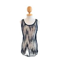 ราคา Monacoco MN422 เสื้อกล้ามซีทรูสีดำปักเลื่อมดำเป็นลวดลาย (25371675426)