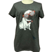 ราคา มือสอง เสื้อยืด สีเทา รูปน้องหมา ไซน์ L (632541458)