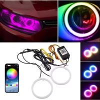 ราคา 2PCS Auto RGB ผ้าฝ้าย LED Angel Eyes Halo แหวนรถ LED ไฟหน้าโคมไฟสําหรับรถยนต์ UTV รถจักรยานยนต์ DRL ตา APP ควบคุม RGB Angel Eyes Halo แหวน (43852530153)
