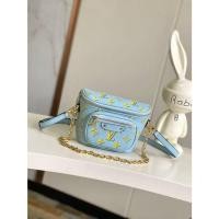 ราคา LOUIS VUITTON Bumbag กระเป๋าคาดเอวหนังแกะสำหรับผู้หญิง สีฟ้าอ่อนและสีเหลือง M83694 215 (29782520963)