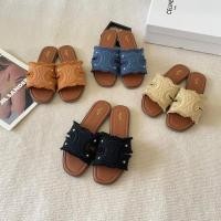 ราคา ฤดูใบไม้ผลิฤดูร้อนสไตล์ใหม่ CL บ้าน Celine Arc de Triomphe Denim พู่รองเท้าแตะแบนผู้หญิงแฟชั่น Casual Anti-slip วันหยุดรองเท้าแตะชายหาด Retro รองเท้าแตะหนังแบนรองเท้าแตะ (42869437467)