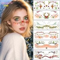 ราคา PENINON 12pcs Christmas Makeup Stickers, Eye Makeup Design Art Decals Face Tattoo สติกเกอร์, Creative Face Tattoo สไตล์ Freckle Decals คอสเพลย์ (26643127657)