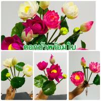 ราคา ดอกบัว (ดอกบัว 3ดอก+ใบ+ฝักอ่อน) ดอกบัวพุ่มสวยๆๆ ดอกบัวปลอม ดอกบัวผ้า ดอกไม้ประดิษฐื ไหว้พระ ตกแต่ง บูชา (26011227359)