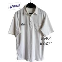 ราคา ปล8 มือสองตำหนิเปื้อนตามภาพ เสื้อโปโล ASICS แขนสั้น มีกระเป๋า สีขาว สำหรับผู้ชาย เอสิก (43651918203)