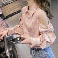 ราคา {พร้อมส่ง}รุ่น(F-เปิดไหล่โบว์ชมพู09) เสื้อแขนยาว ผ้าไหมอิตาลีพรีเมี่ยม สีชมพูลายสก็อต เสื้อคอปก เปิดไหล่แต่งริบบิ้นโบว์ (26153903675)