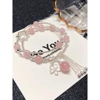 ราคา สร้อยข้อมือคริสตัลสีชมพูธรรมชาติหญิงเงินสเตอร์ลิง มาดากัสการ์ ชบา หินโอนสร้อยข้อมืออารมณ์ อิน ซอก ออกแบบ (43023918031)