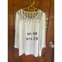 ราคา เสื้อสาวอวบสีขาว เสื้อผ้าสาวอวบอ้วน (43806388258)