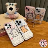 ราคา เคสไอโฟน XR สำหรับ IPhone 11 XR 16 13 15 12 14Pro Max 7 8 16 14Plus X XS Max การ์ตูนน่ารักสีน้ำตาลคู่หูฟังหูฟังโปร่งใส (41958666026)