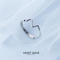 ราคา แหวนเงินแท้ 92.5% Heart wave R-33 รูปแบบจังหวะเต้นของหัวใจ ปรับขนาดได้ (15407594627)
