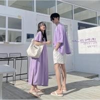 ราคา ชุดเดรสเสื้อยืดคู่รัก zoyya เสื้อยืดคู่รักสีพาสเทลขั้นพื้นฐาน (44272644650)