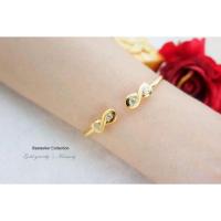 ราคา กำไลอินฟินิตี้ฝังเพชร CZ แท้ชุบทองคำ 5 ไมครอน (2421705488)
