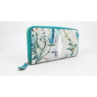 ราคา L 001-21-0198 กระเป๋าหนังปลากระเบนซิปรอบลายดอกไม้สีฟ้า ซับด้านในสีฟ้า (13026116614)