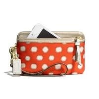 ราคา Coach Poppy Mini Dot Double zip wristlet F50004 (47623857)