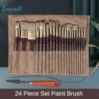ราคา ❤ Jowoart ชุดแปรงทาสีผมไนลอนคุณภาพสูง24ชิ้นชุดแบบพกพาหนังจำลองถุงผ้าพู่กันวาดภาพสีน้ำมันอุปกรณ์ (43223164605)
