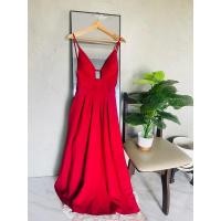 ราคา เดรสสายเดี่ยวสีแดงเลือดหมู โชว์ด้านหลัง พร้อมเชือกผูกเอวตามขนาดตัวผูกโปว์เก๋ๆ กระโปรงยาว สวยหรู (19596504951)