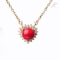 ราคา จี้หัวใจโอปอลแดงพร้อมสร้อย-Red Opal Heart Pendant with Chain (26027155808)