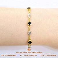 ราคา สร้อยข้อมือพลอยไพลินจันท์ประดับเพชรสวิส ข้อมือพลอยเส้นเล็กๆน่ารัก ตัวเรือนทองคำแท้ 90% มีใบรับประกันสินค้าจากทางร้าน (40950136836)