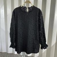 ราคา เสื้อลูกไม้สีดำมีซับใน มือสอง สาวอวบไซส์ใหญ่ อก48 (4463869386)