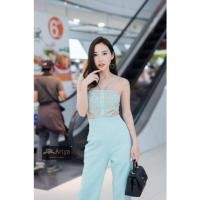 ราคา จั้มขายาวคล้องคอเว้าเอวสีเขียวมิ้น Ariya size:xl (18044463803)