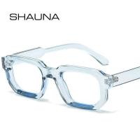 ราคา SHAUNA แว่นตาผู้หญิงทรงเหลี่ยมแฟชั่นยอดนิยม แว่นตาใสป้องกันแสงสำหรับผู้ชายกรอบสีแดงและสีน้ำเงิน (43010418851)