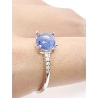 ราคา แหวนพลอยไพลิน ตัวเรือนเงิน 92.5 ชุบทองคำขาว (17296179790)