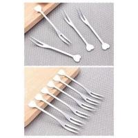 ราคา TMโอ ส้อมสแตนเลสขนาดเล็กผลไม้เสียบขนมเค้กช้อน2ฟันอเนกประสงค์ (44418896772)