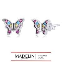 ราคา Madelin ต่างหูเงินแท้ชุบทองคำขาว ต่างหูผีเสื้อหลากสี Earring S925 Platinum (23058905171)