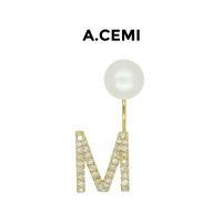 ราคา A.CEMI Initial Pearl Earring- 1 ข้าง Gold Plated- ต่างหูมุกแท้ ต่างหูเงินแท้ ชุบทอง 18K ต่างหูรับปริญญา ต่างหูตัวอักษร (11661031114)