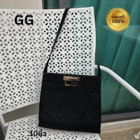 ราคา กระเป่าสะพายไหล่ GGมือสองของแท้หนังกลับสีดำอะไหล่ทองสวยน้ำหนักเบา (24674494203)