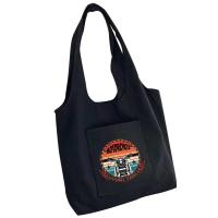 ราคา Women's Shopping Bags Canvas Commuter Vest Bag Canvas Casual Holiday Series Printed Supermarket Grocery Tote School Bag (28426835081)