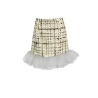 ราคา [ส่งฟรี] Senada AW2017 Layered Tulle Hem Tweed Skirt (13042638379)